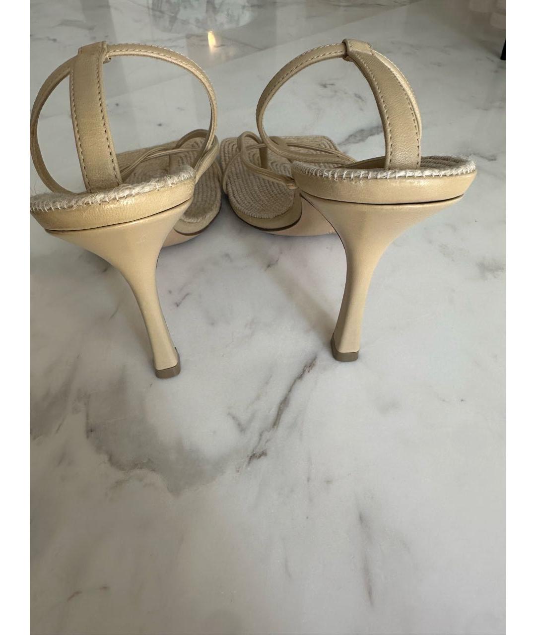 BOTTEGA VENETA Бежевые кожаные босоножки, фото 3