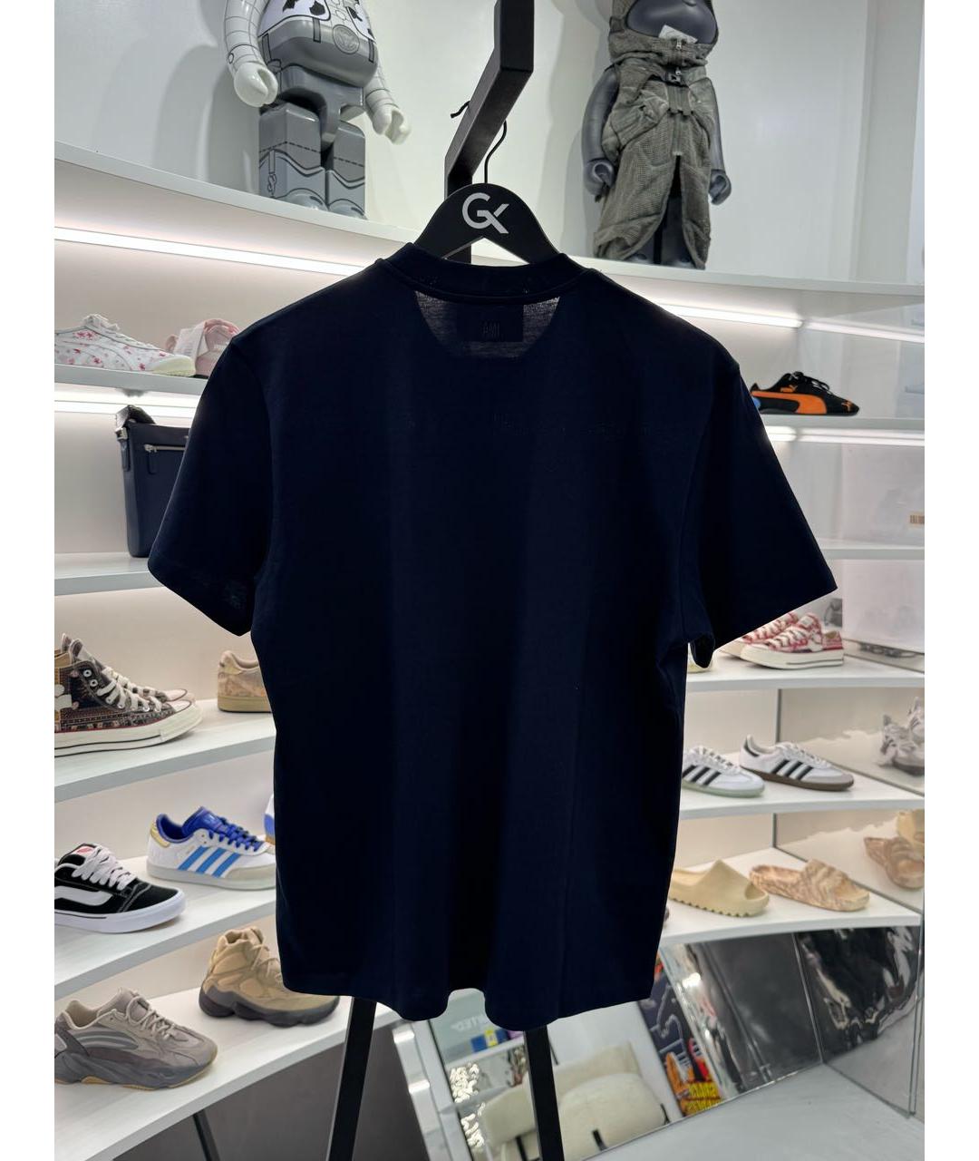 Ami Paris Темно-синяя хлопковая футболка, фото 3