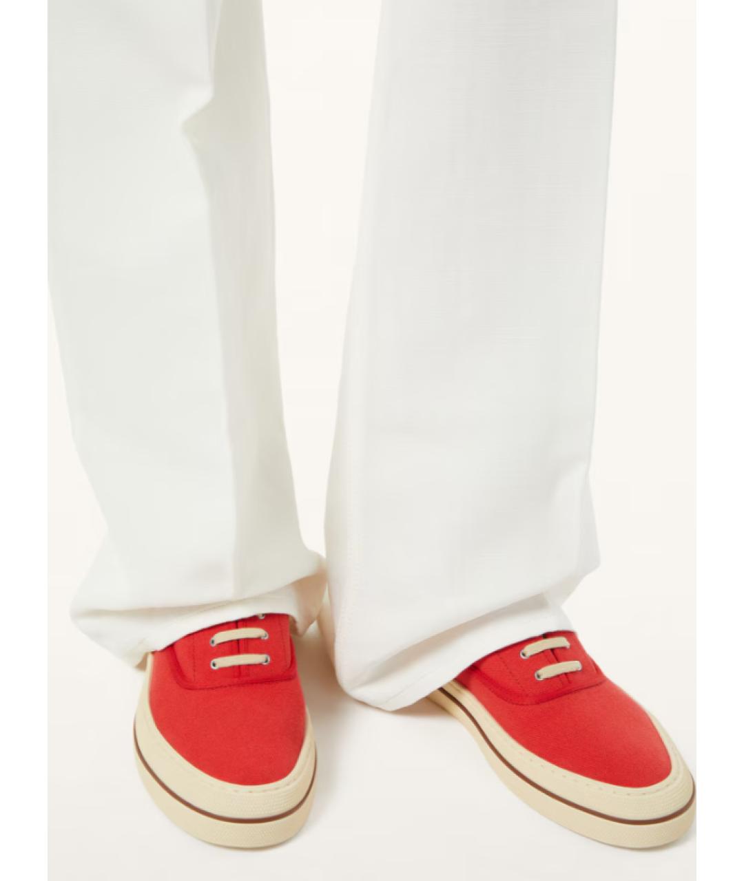 LORO PIANA Красные текстильные кеды, фото 5