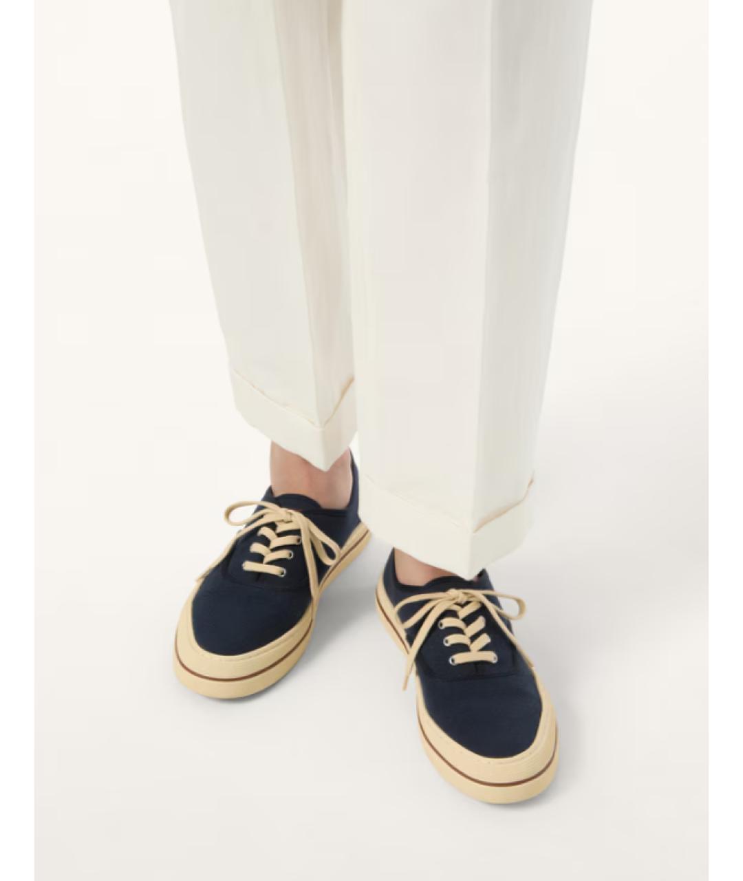 LORO PIANA Темно-синие текстильные кеды, фото 5