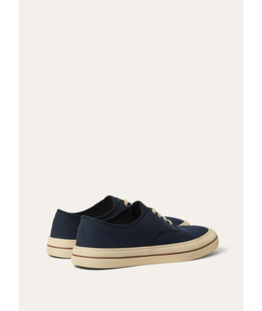 LORO PIANA Темно-синие текстильные кеды, фото 4