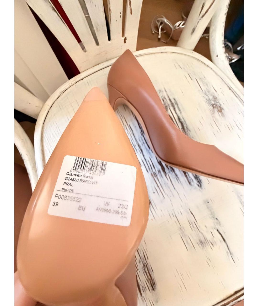 GIANVITO ROSSI Бежевые кожаные туфли, фото 4