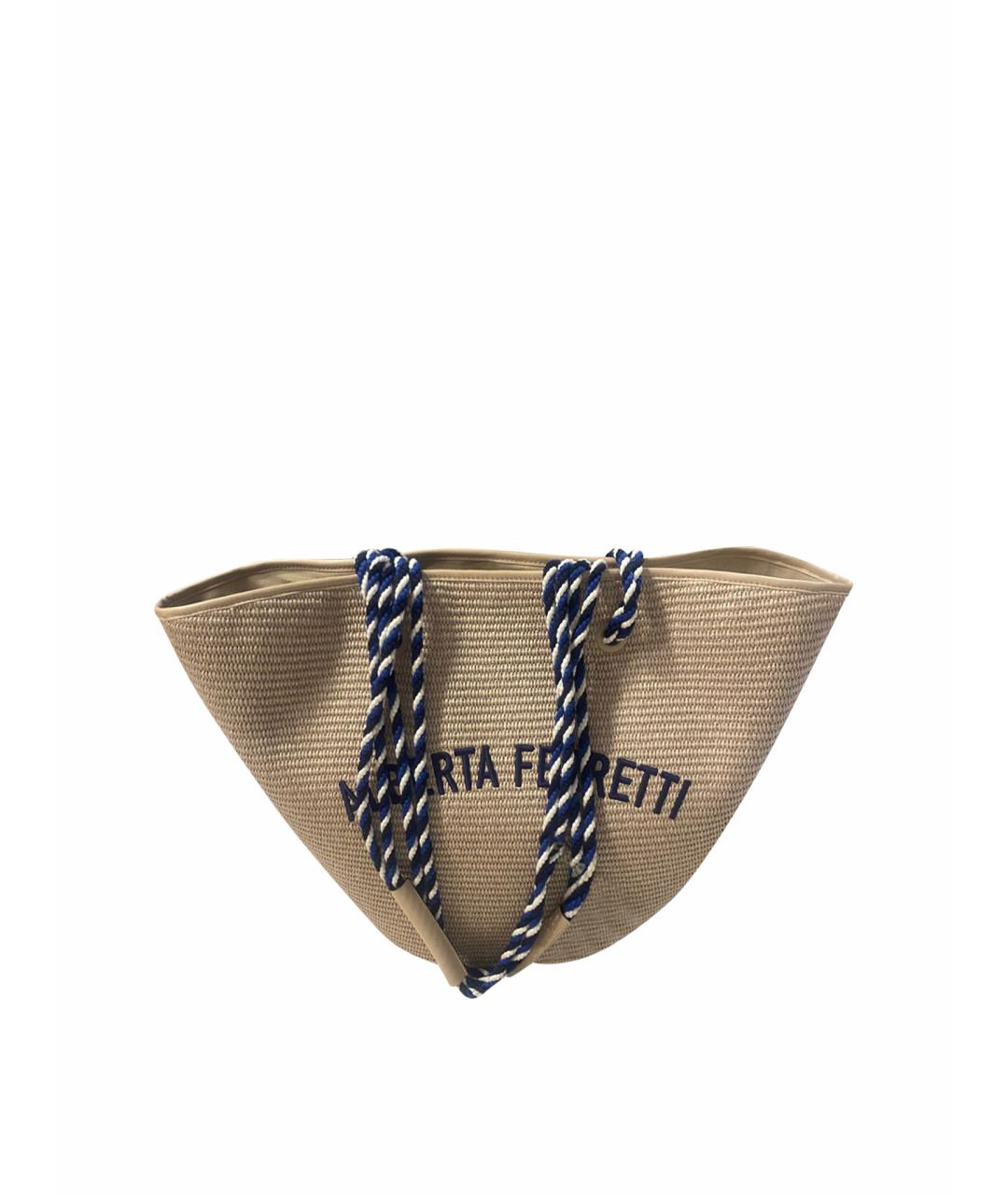 ALBERTA FERRETTI Бежевая пелетеная пляжная сумка, фото 1