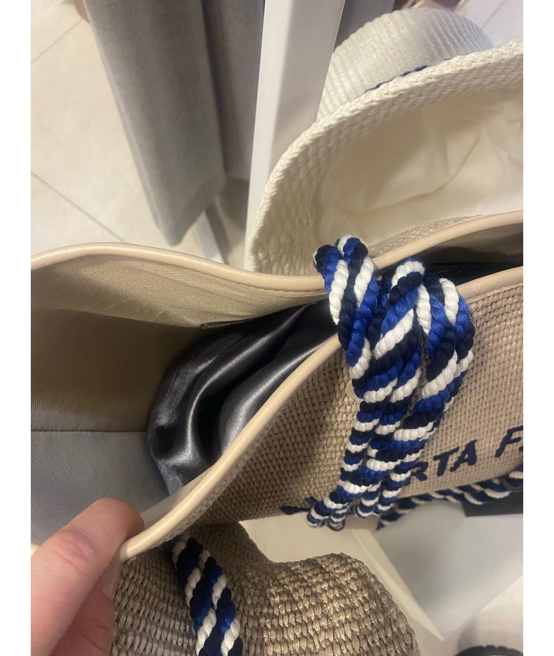 ALBERTA FERRETTI Бежевая пелетеная пляжная сумка, фото 2