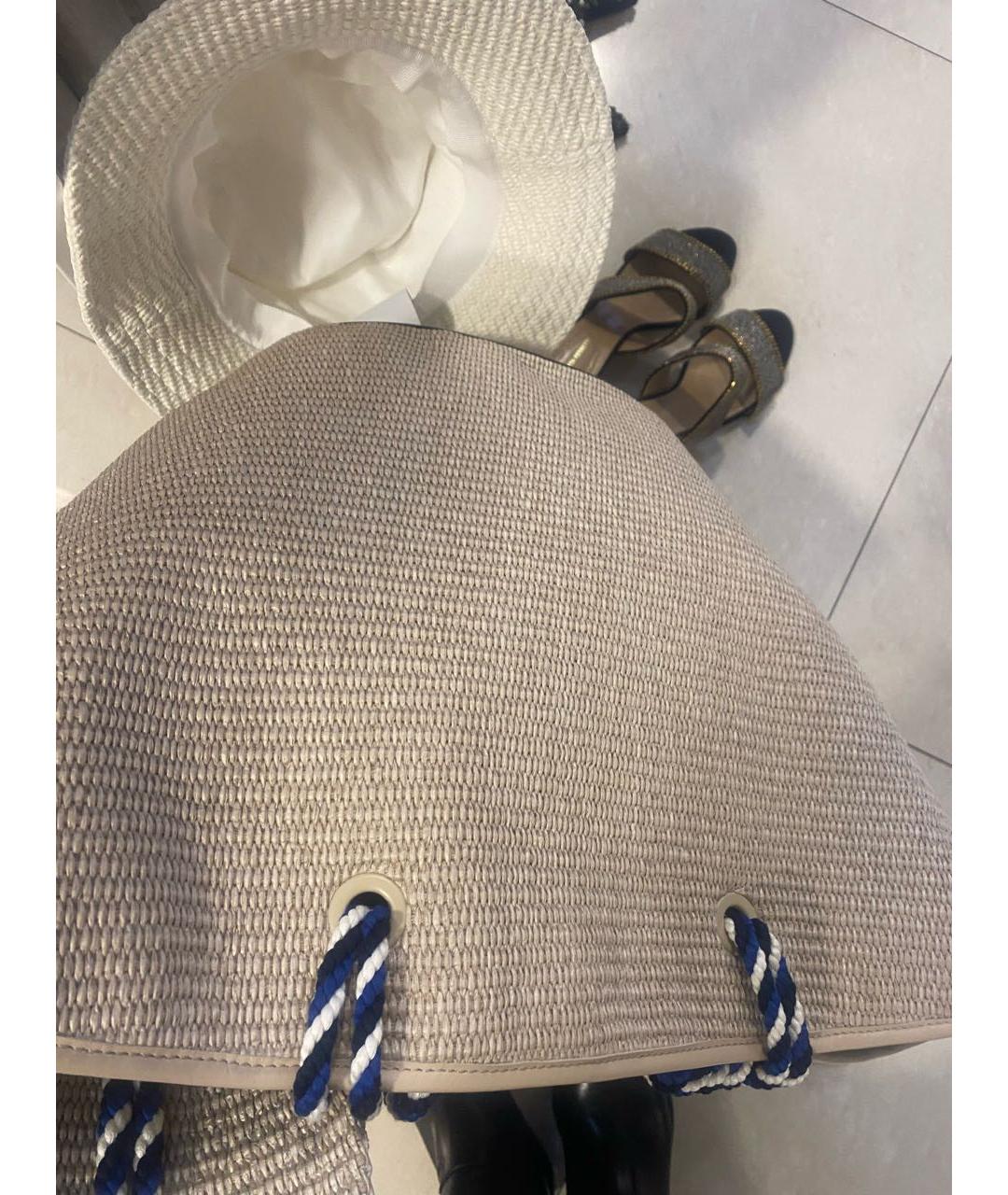 ALBERTA FERRETTI Бежевая пелетеная пляжная сумка, фото 3