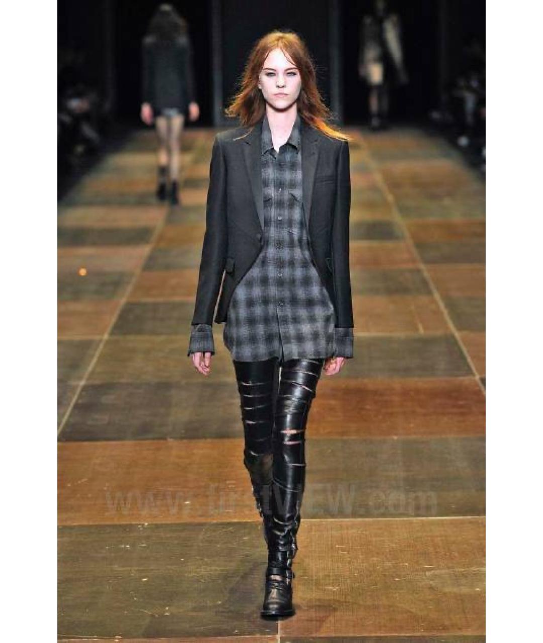 SAINT LAURENT Черные кожаные брюки узкие, фото 7