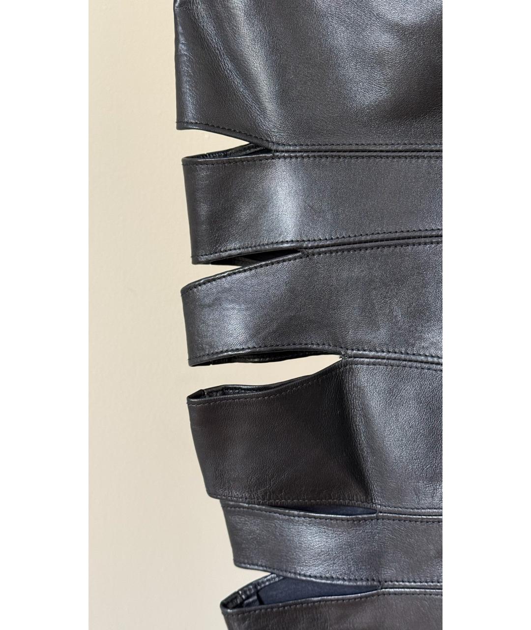 SAINT LAURENT Черные кожаные брюки узкие, фото 4