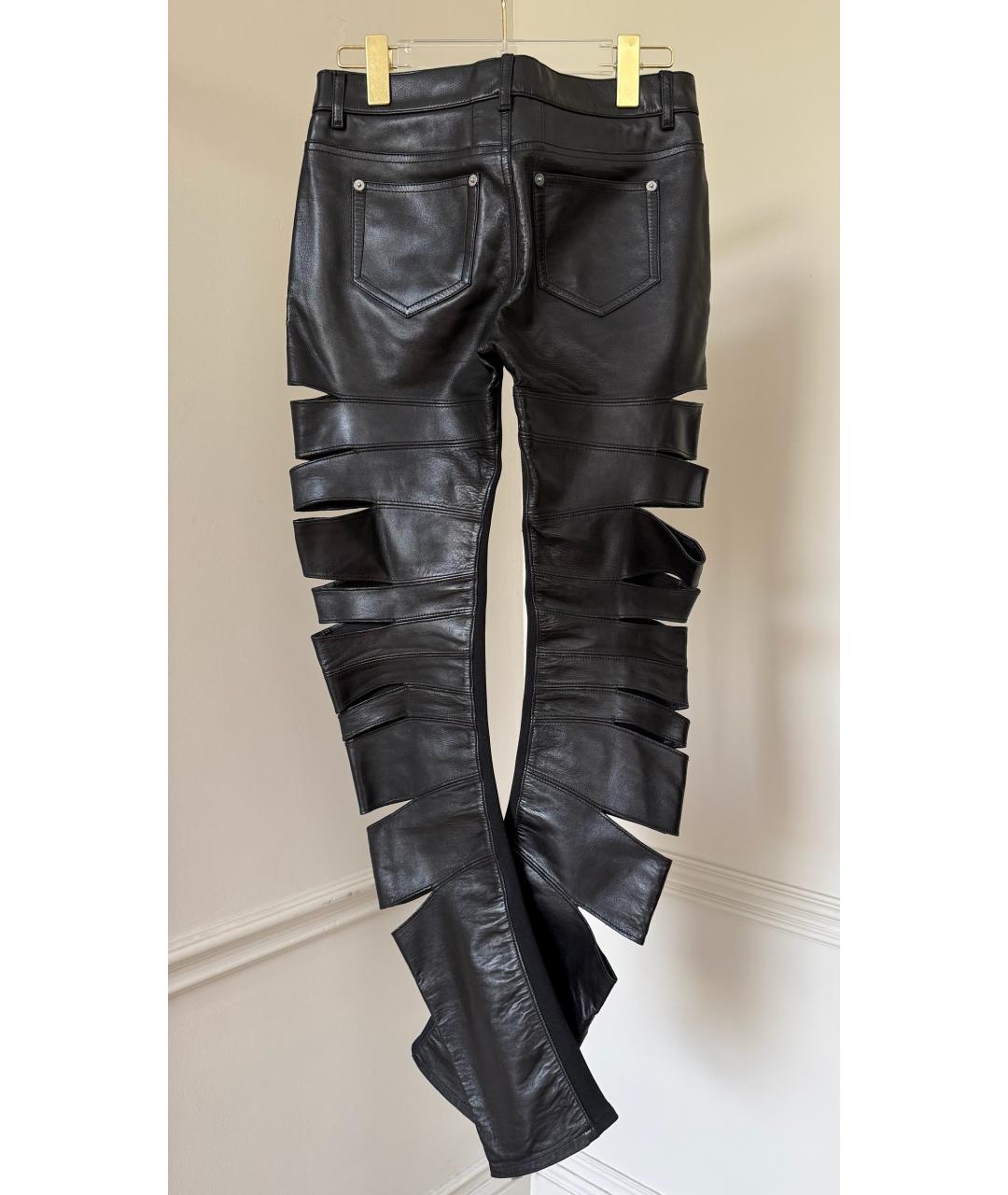 SAINT LAURENT Черные кожаные брюки узкие, фото 3