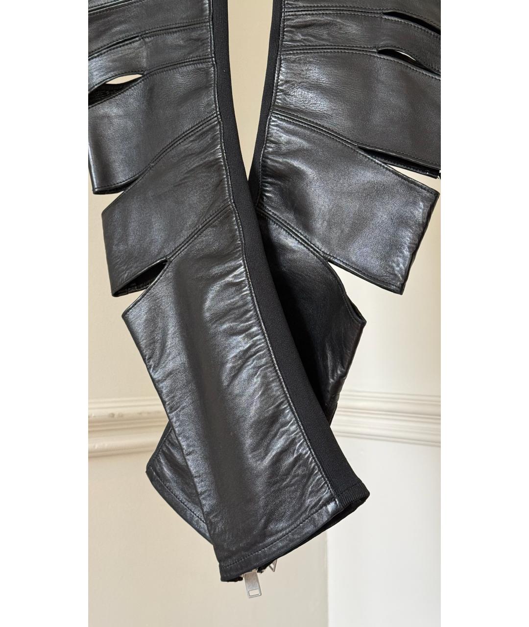 SAINT LAURENT Черные кожаные брюки узкие, фото 5