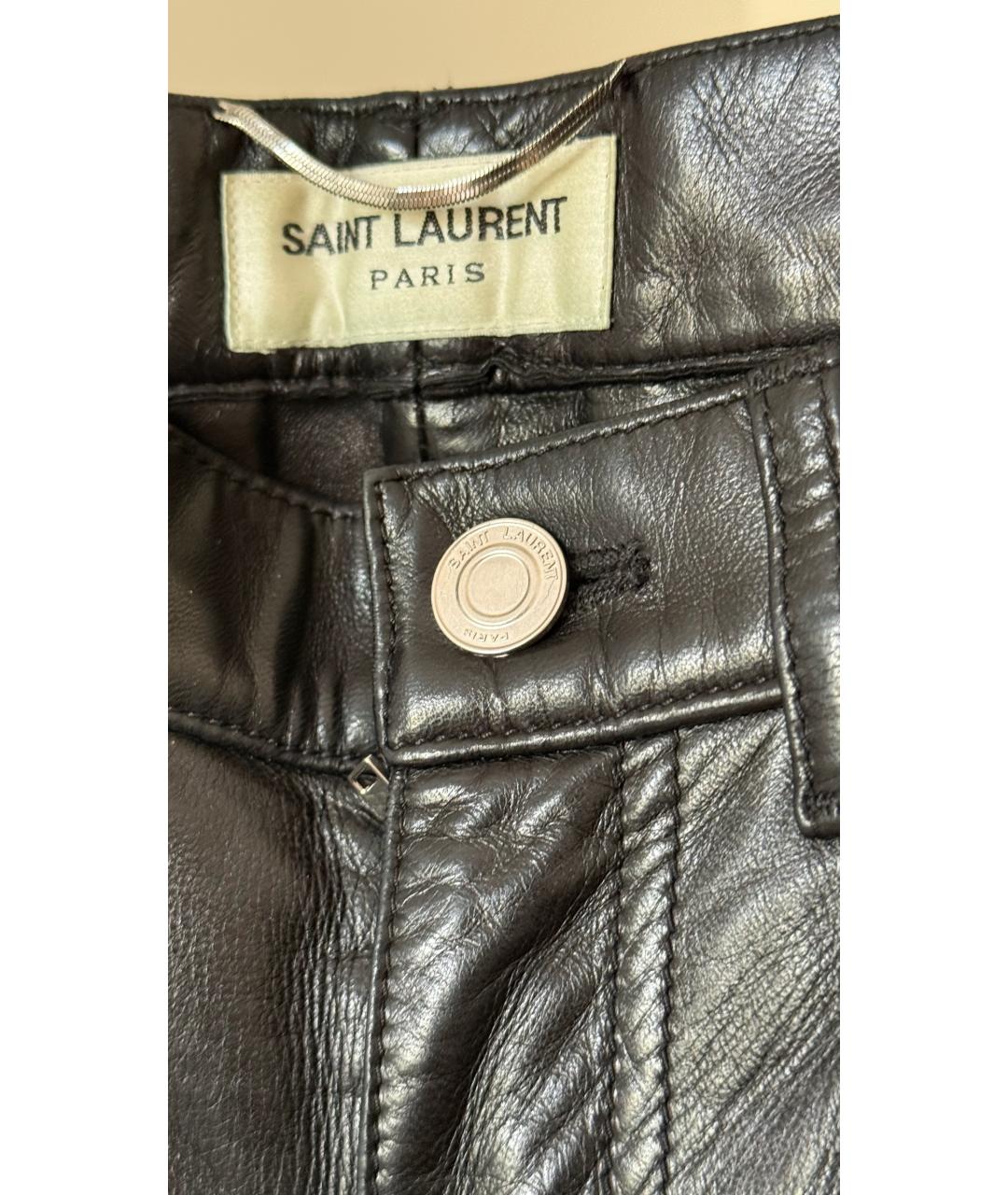 SAINT LAURENT Черные кожаные брюки узкие, фото 6