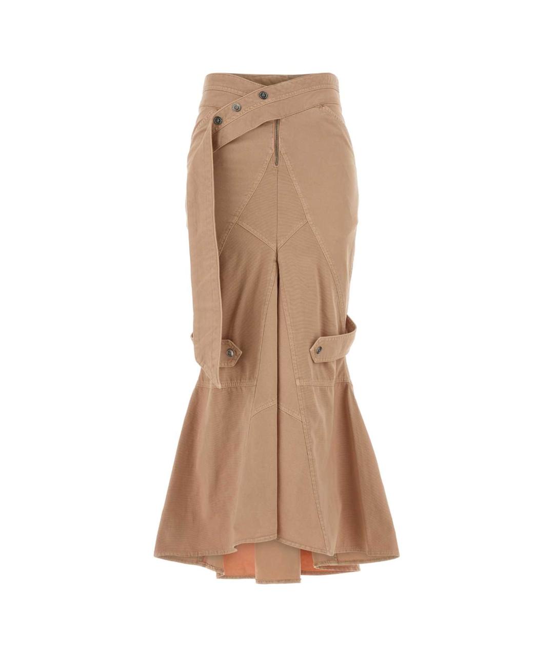 BLUMARINE Бежевая хлопковая юбка миди, фото 1