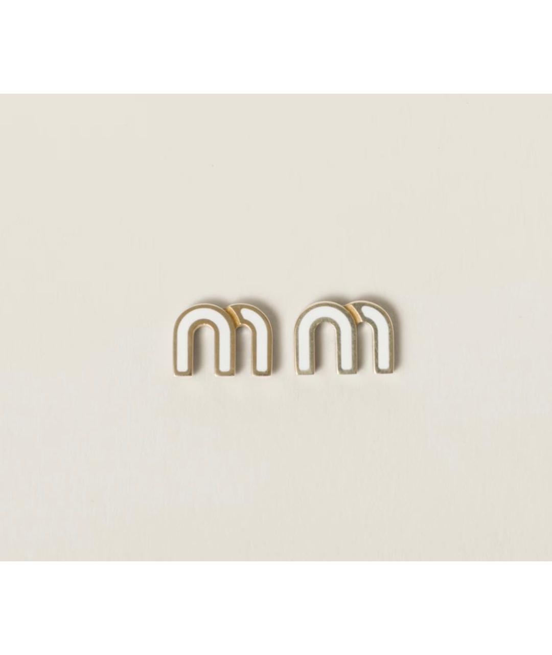 MIU MIU Белые металлические серьги, фото 8