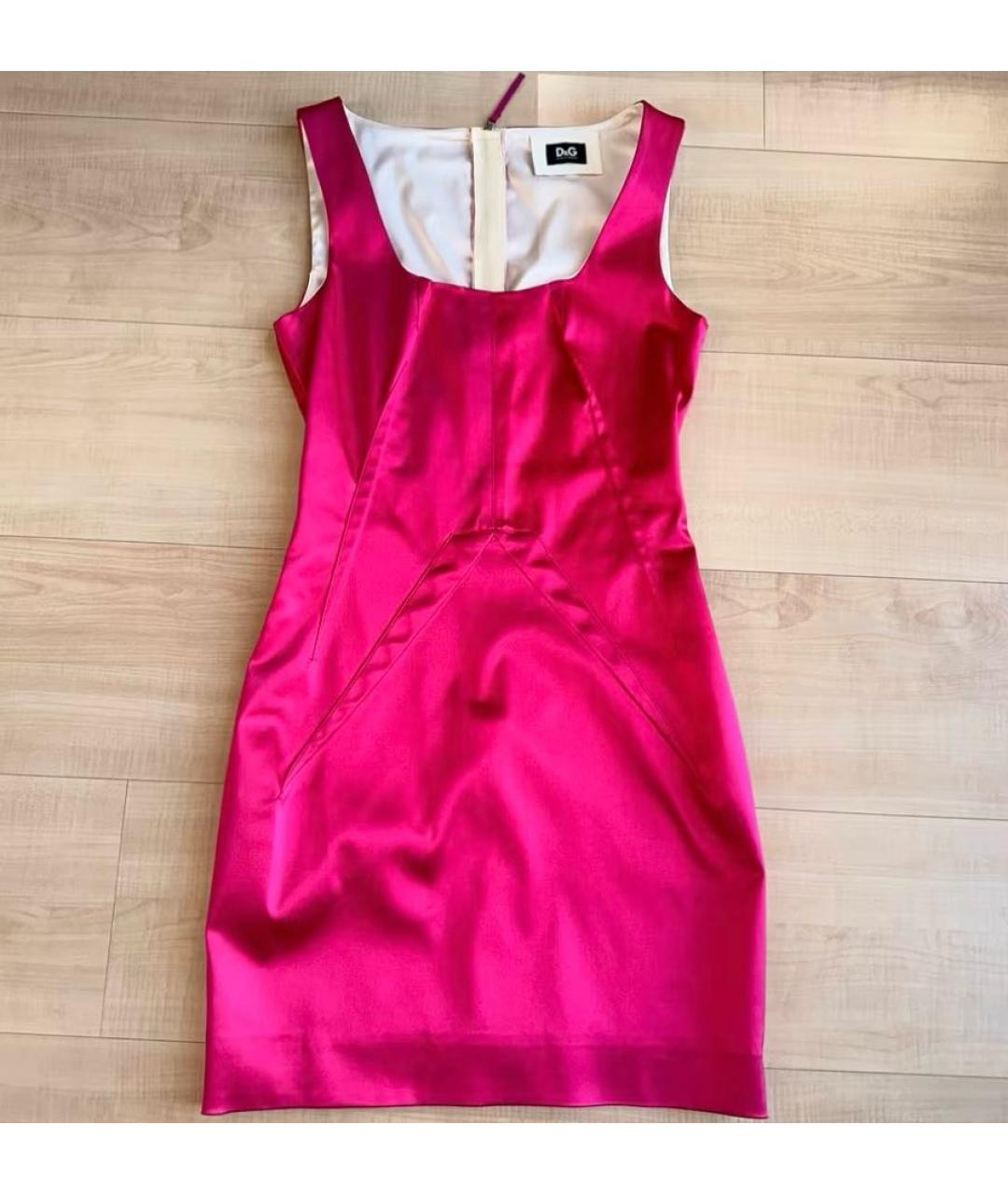 DOLCE&GABBANA Розовое атласное коктейльное платье, фото 6