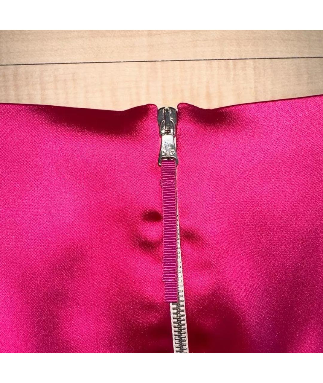 DOLCE&GABBANA Розовое атласное коктейльное платье, фото 4