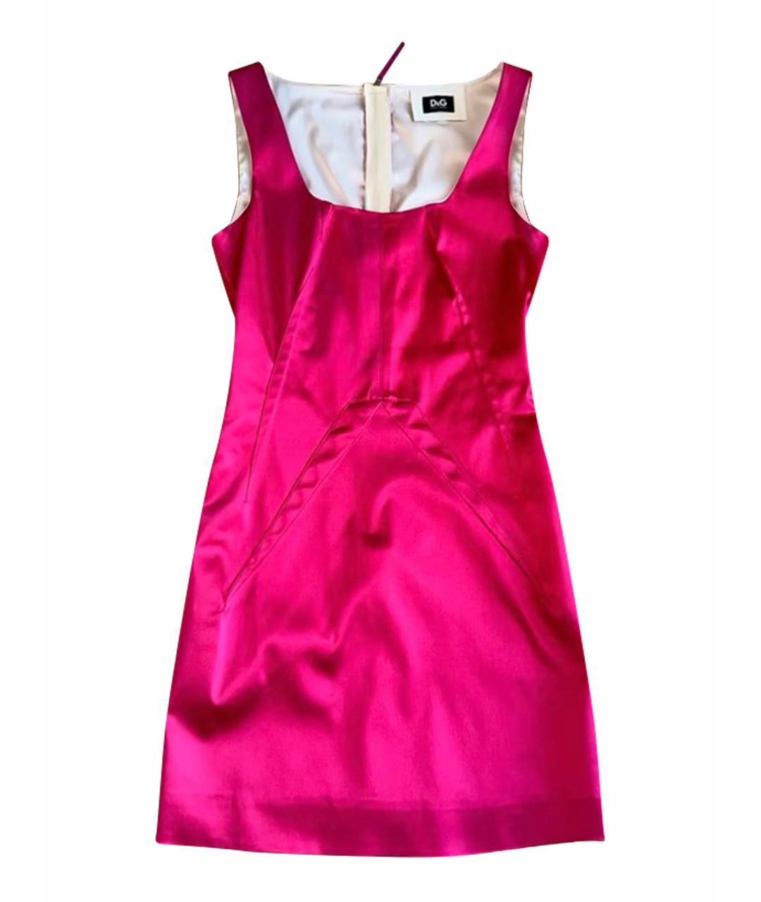 DOLCE&GABBANA Розовое атласное коктейльное платье, фото 1