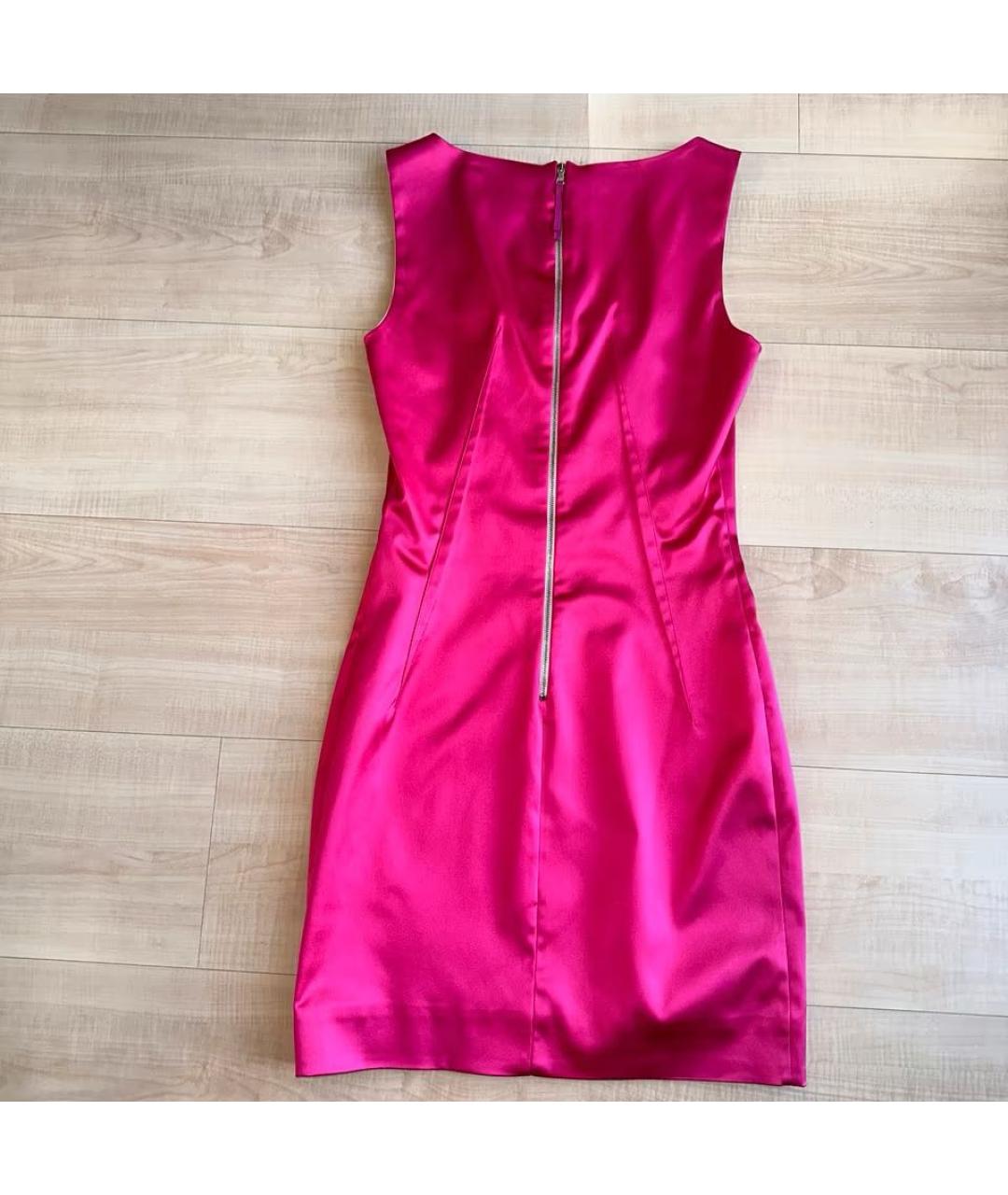 DOLCE&GABBANA Розовое атласное коктейльное платье, фото 2