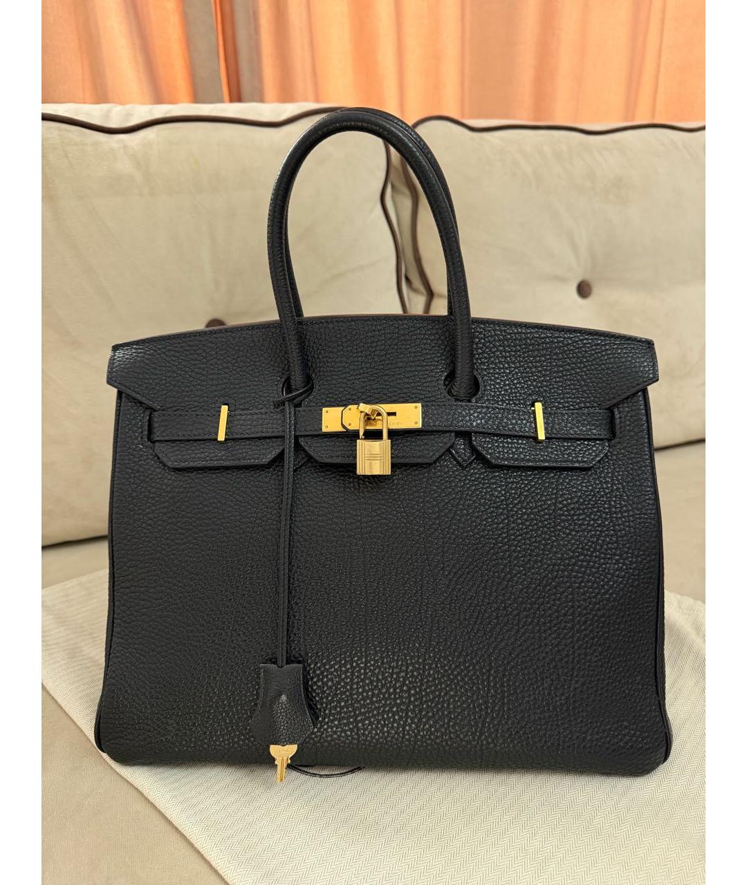 HERMES Черная кожаная сумка с короткими ручками, фото 8