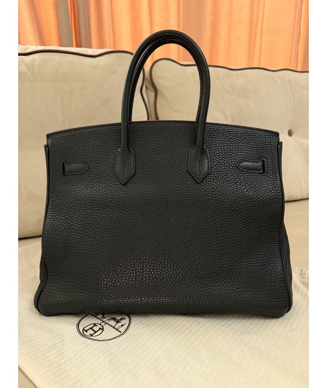 HERMES Черная кожаная сумка с короткими ручками, фото 3