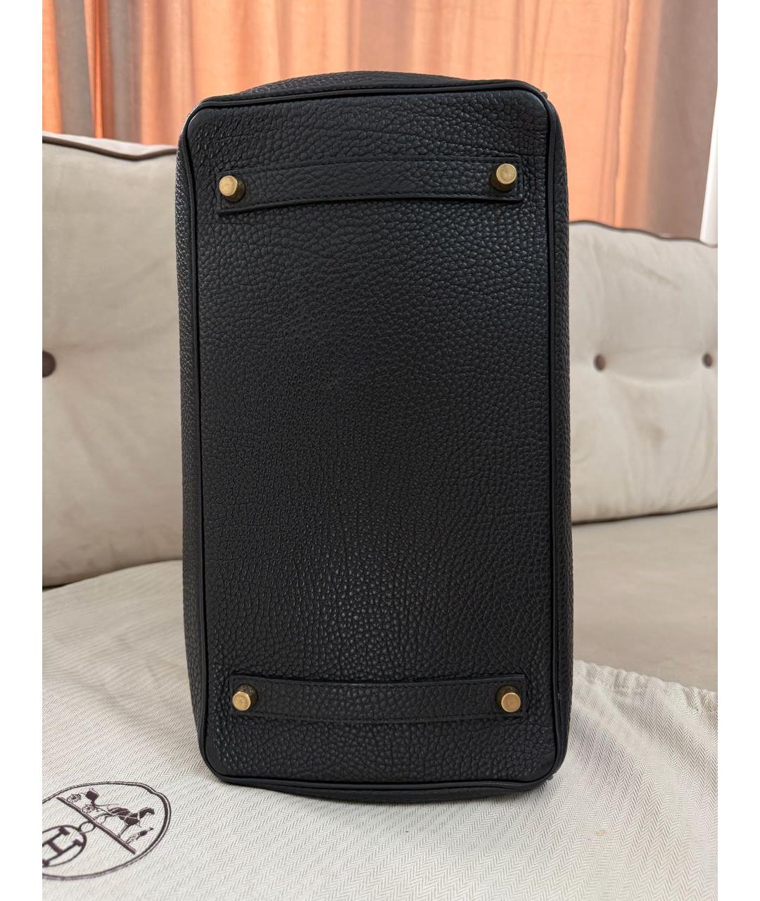 HERMES Черная кожаная сумка с короткими ручками, фото 5