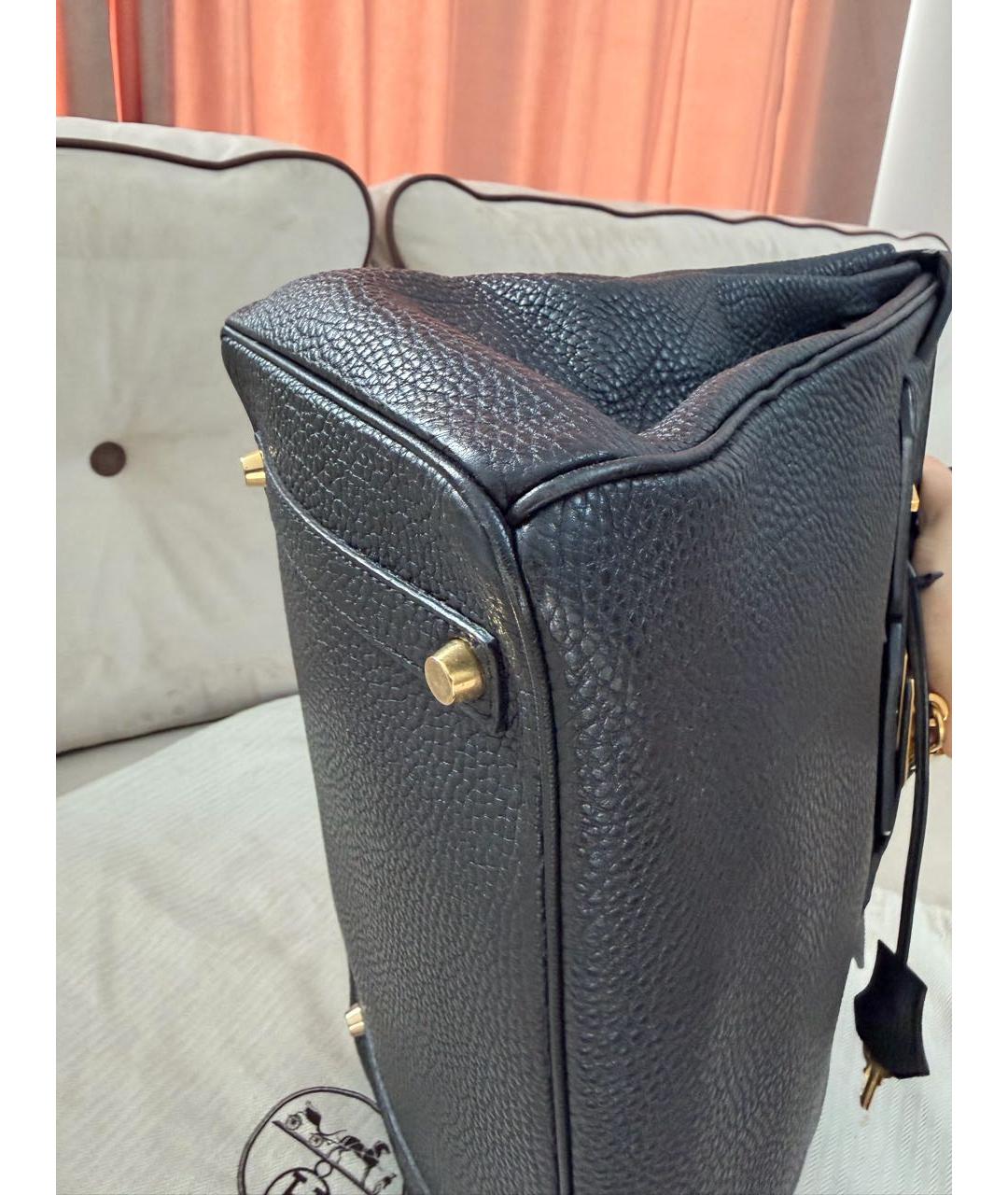 HERMES Черная кожаная сумка с короткими ручками, фото 6