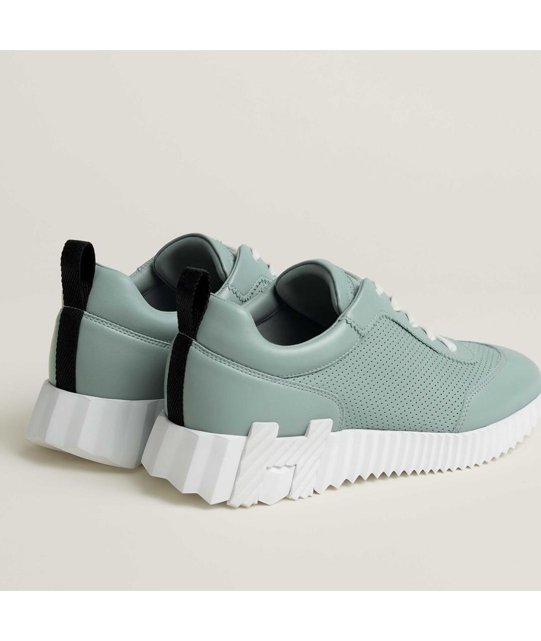 HERMES Голубые кожаные кроссовки, фото 4