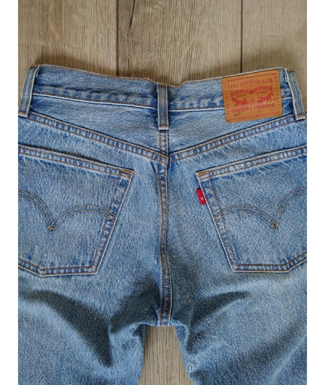 LEVI'S Голубые хлопковые прямые джинсы, фото 3