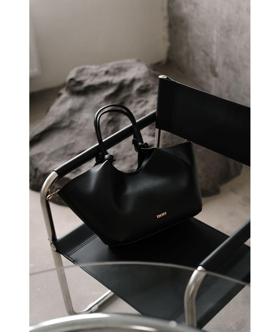 DKNY Черная сумка тоут из искусственной кожи, фото 7