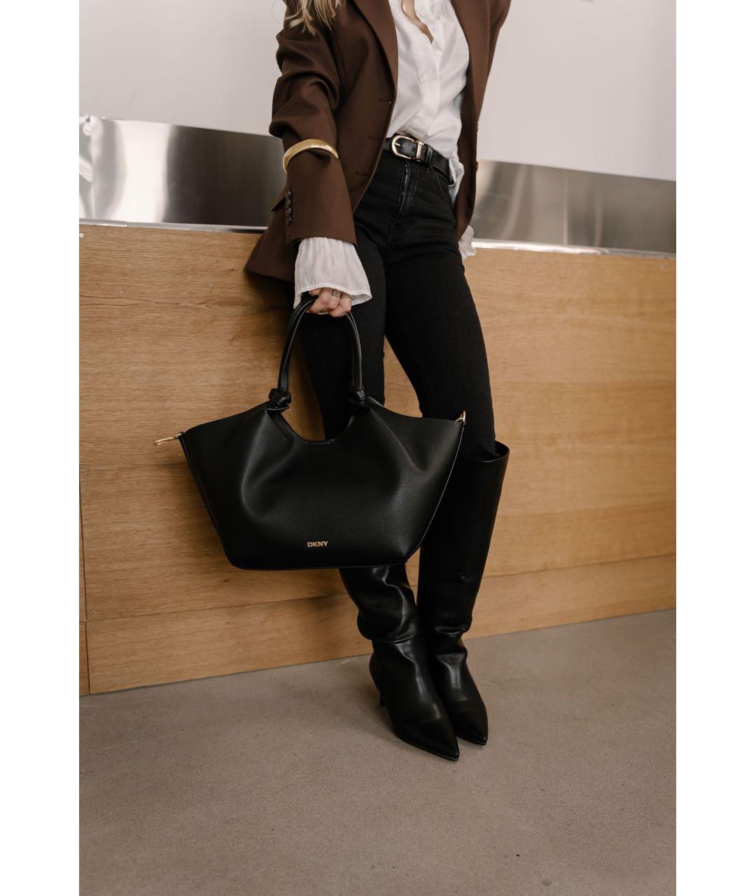 DKNY Черная сумка тоут из искусственной кожи, фото 8