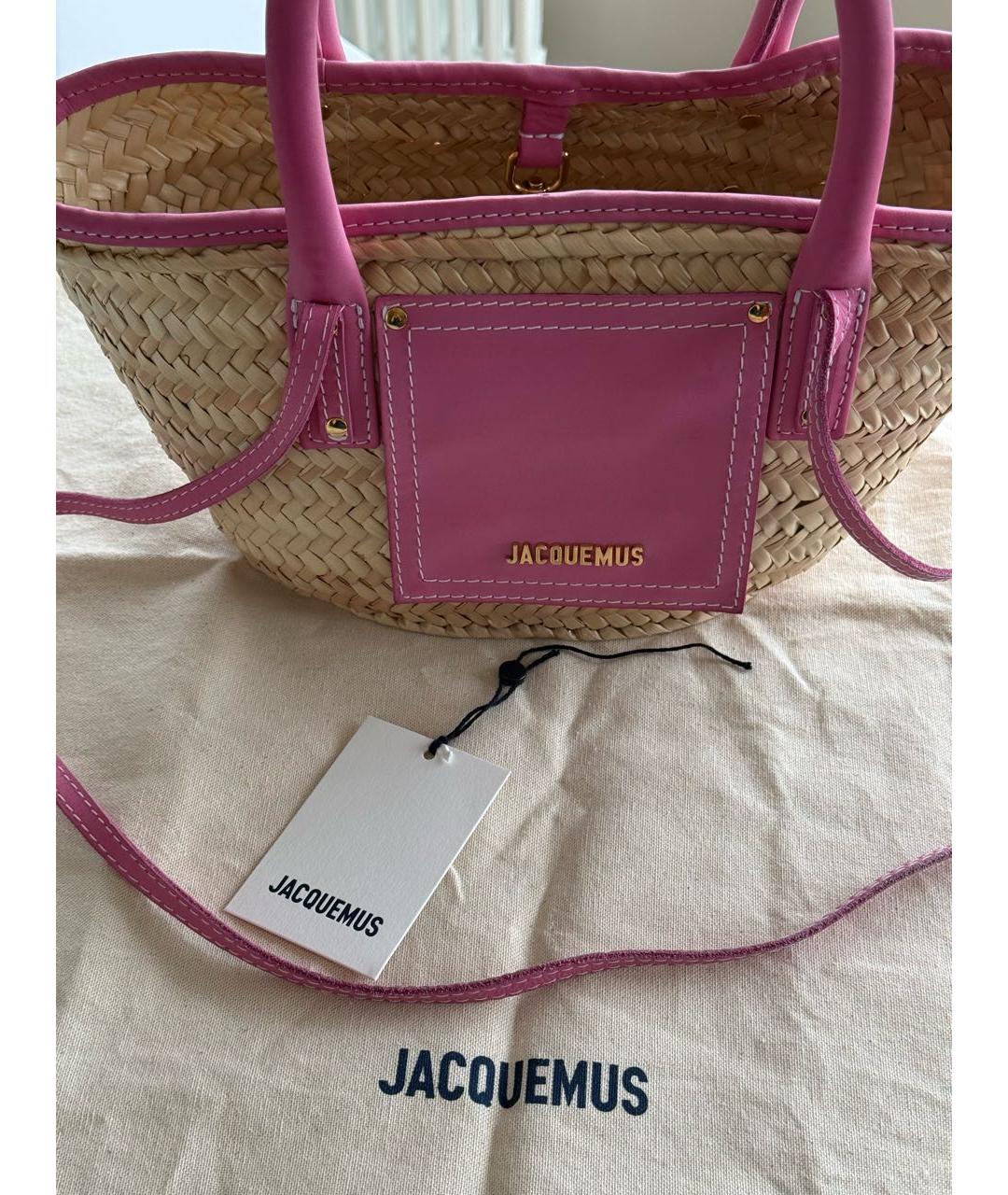 JACQUEMUS Розовая пелетеная пляжная сумка, фото 8