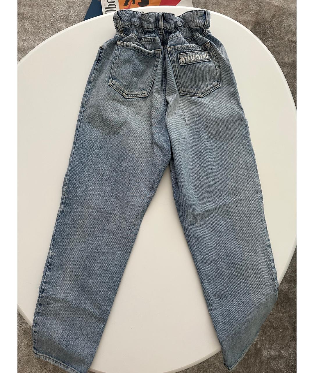 MIU MIU Голубые хлопковые прямые джинсы, фото 8