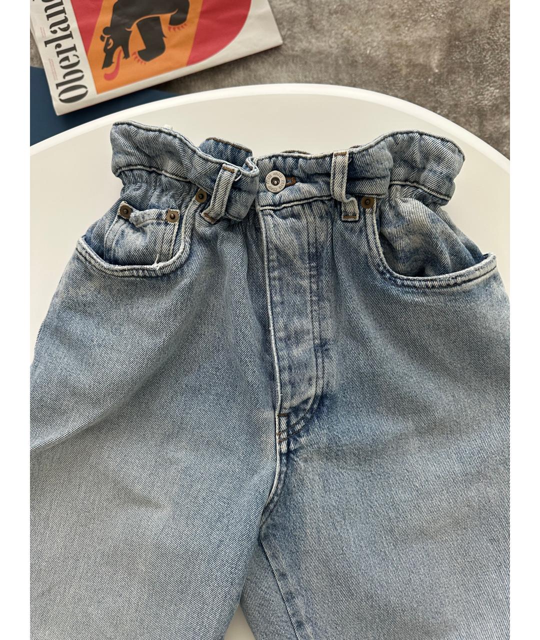 MIU MIU Голубые хлопковые прямые джинсы, фото 3