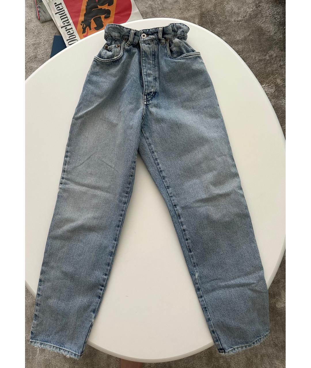 MIU MIU Голубые хлопковые прямые джинсы, фото 5