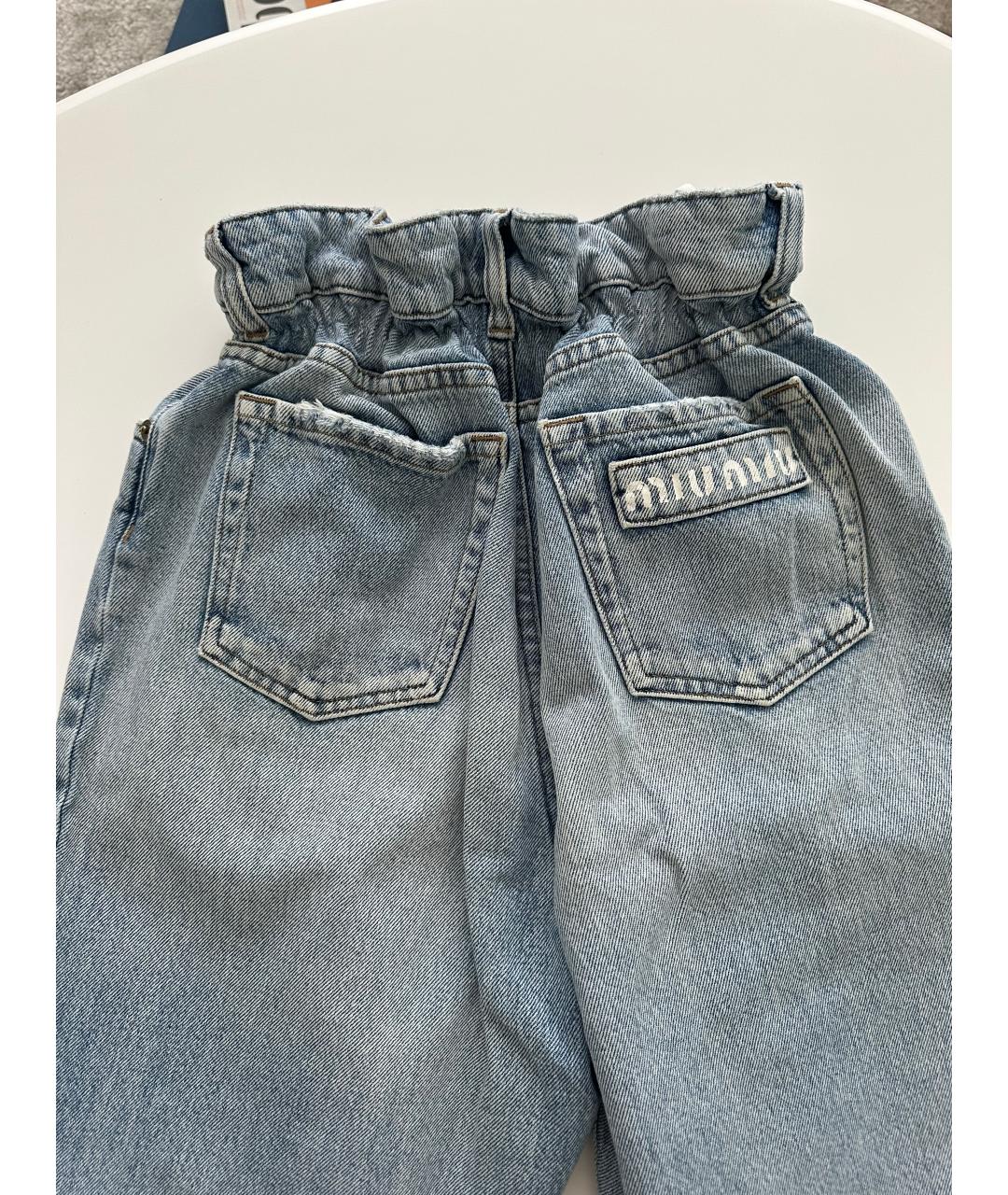 MIU MIU Голубые хлопковые прямые джинсы, фото 4