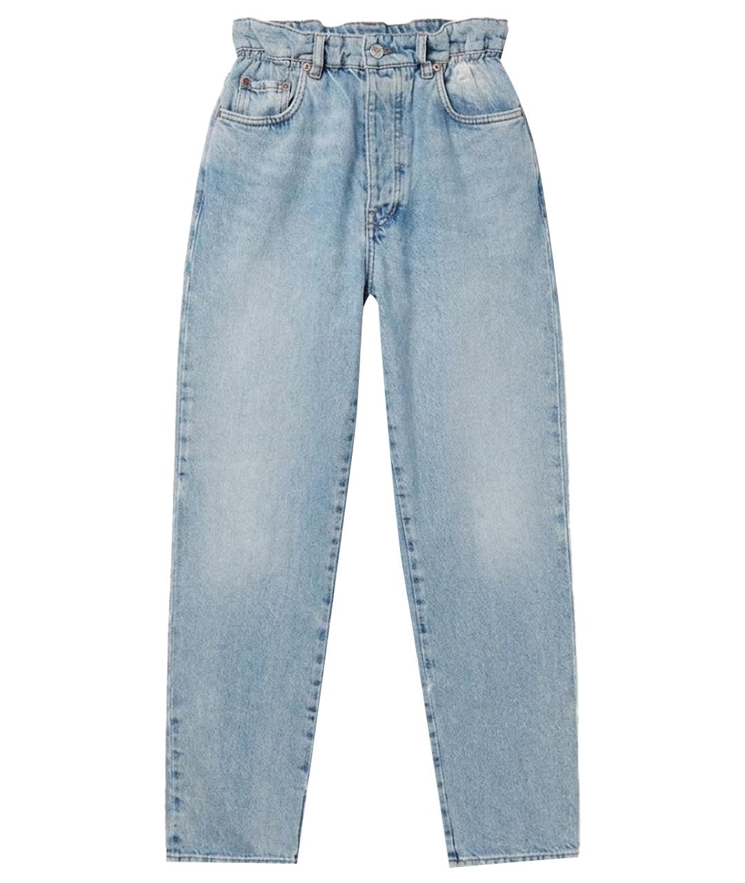 MIU MIU Голубые хлопковые прямые джинсы, фото 1