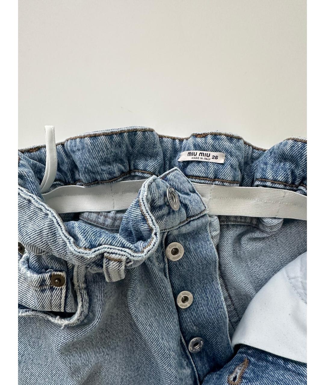 MIU MIU Голубые хлопковые прямые джинсы, фото 7