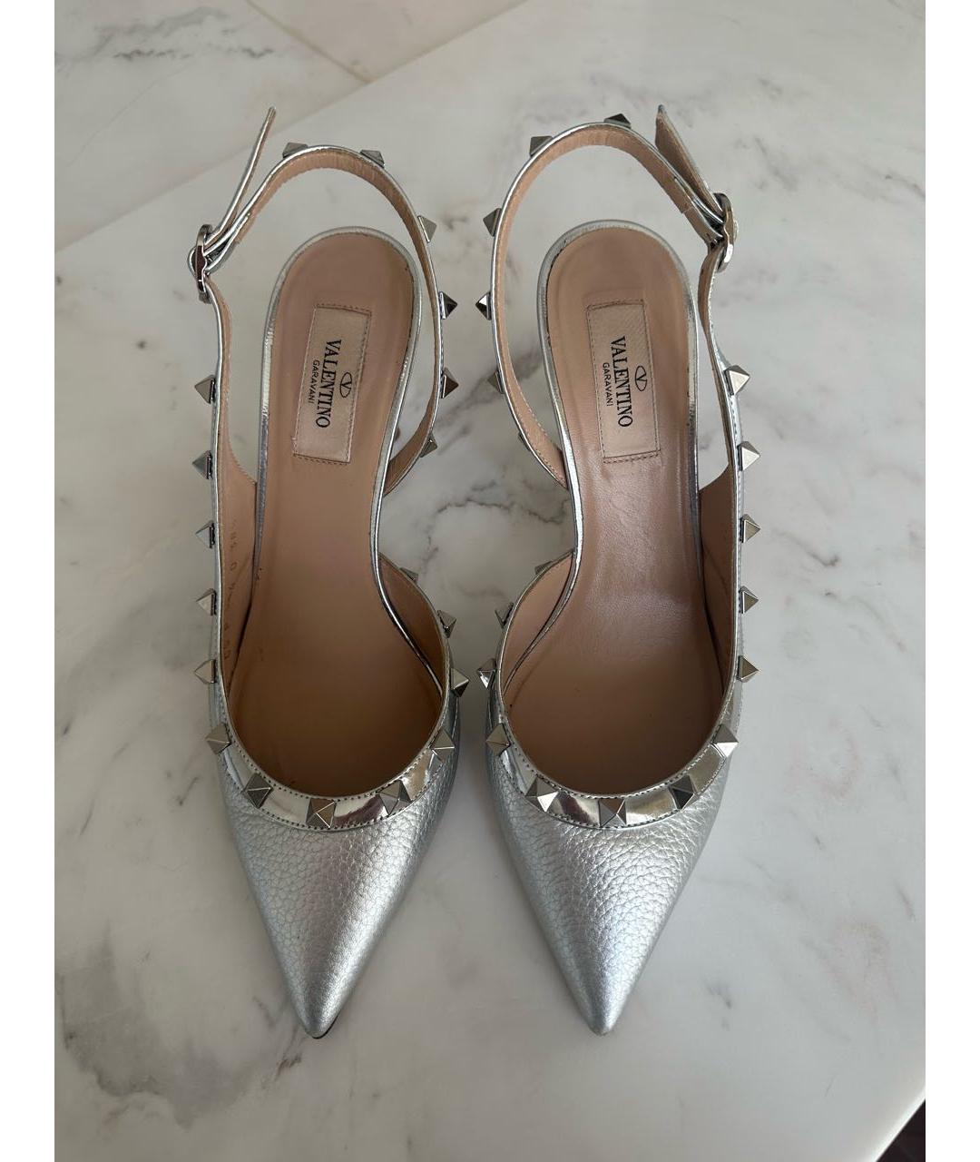 VALENTINO Серебряные кожаные туфли, фото 2