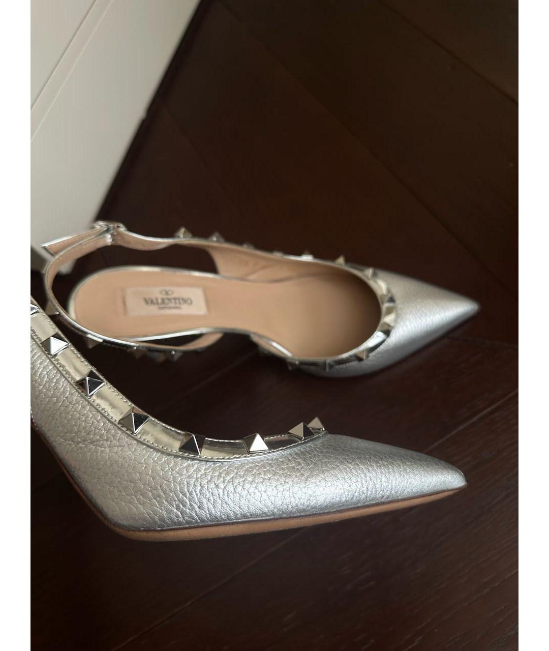 VALENTINO Серебряные кожаные туфли, фото 5