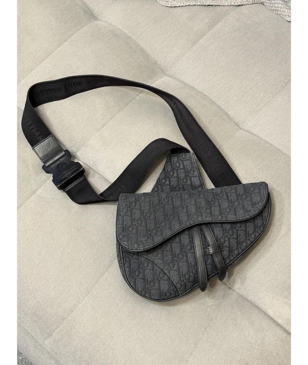 CHRISTIAN DIOR Черная жаккардовая сумка на плечо, фото 6