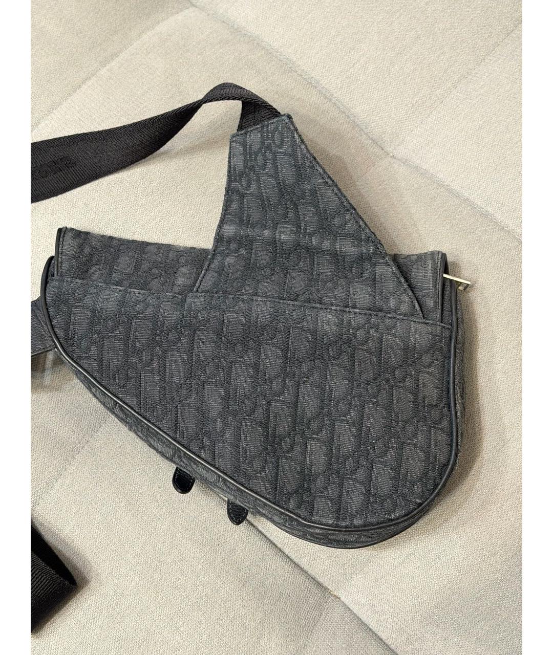 CHRISTIAN DIOR Черная жаккардовая сумка на плечо, фото 2