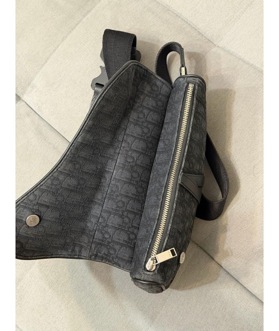 CHRISTIAN DIOR Черная жаккардовая сумка на плечо, фото 4