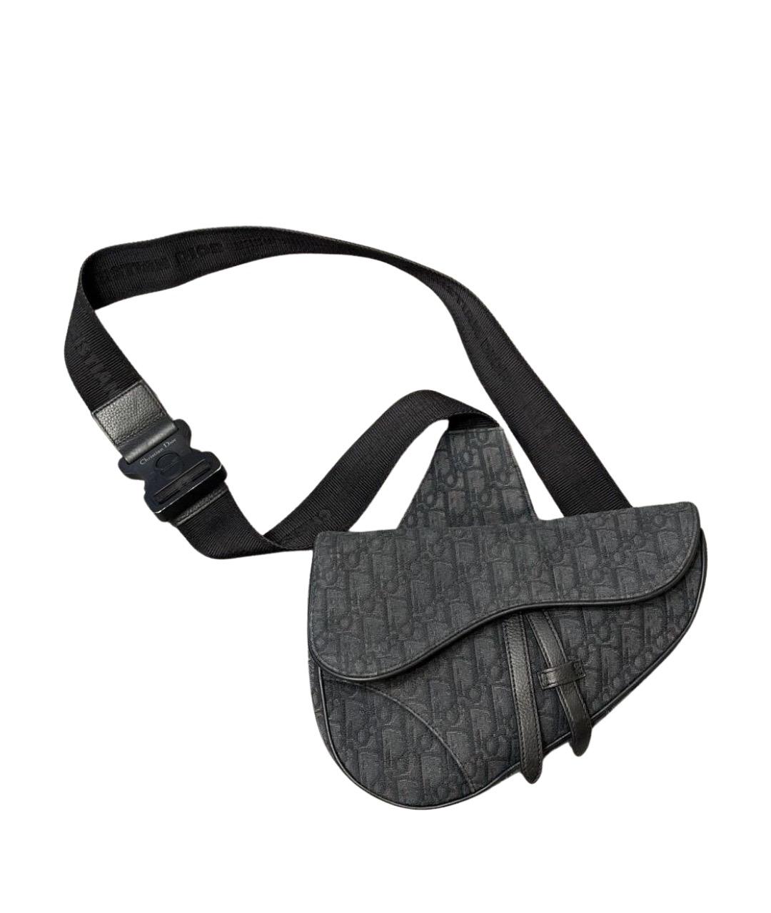 CHRISTIAN DIOR Черная жаккардовая сумка на плечо, фото 1