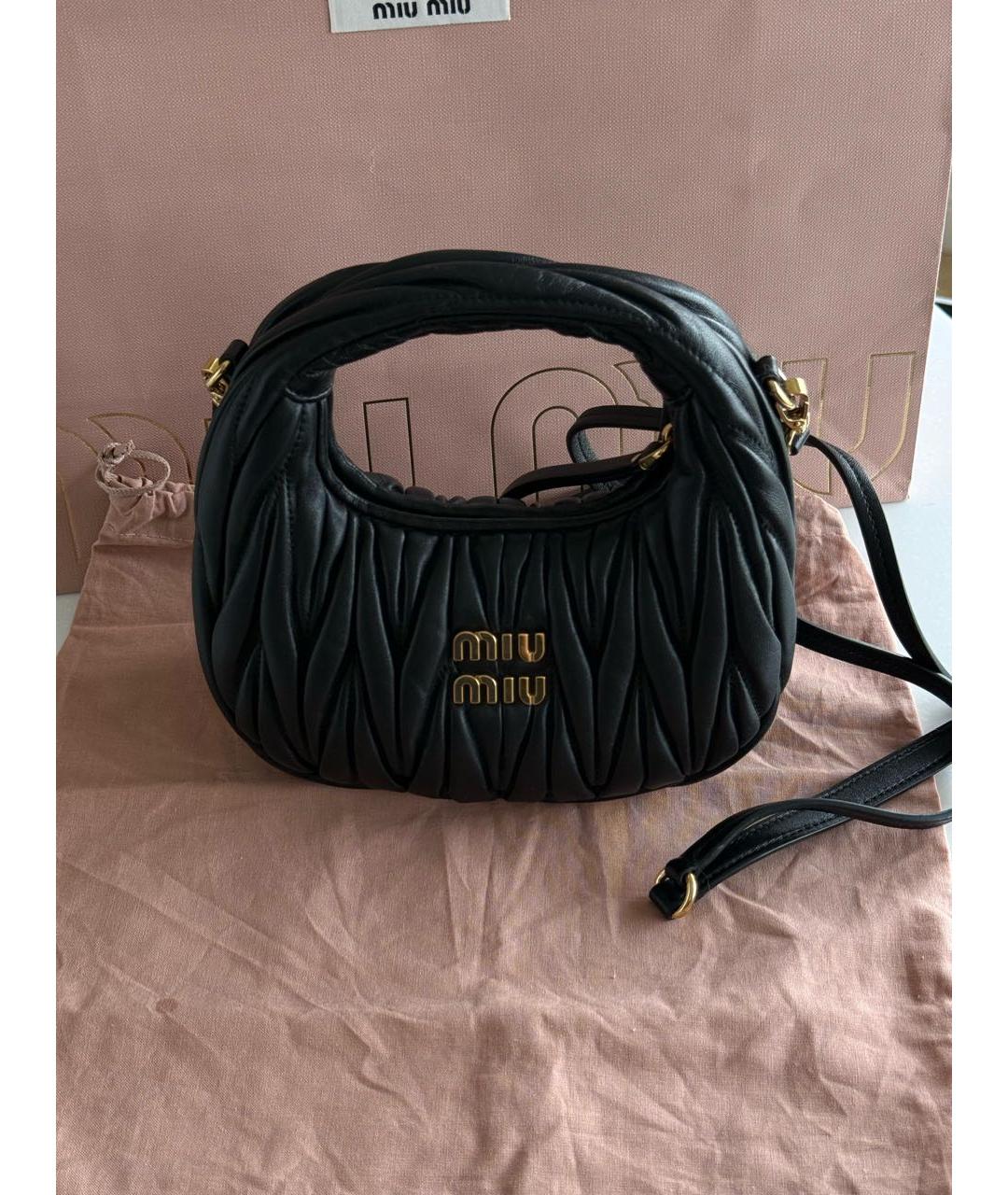 MIU MIU Черная кожаная сумка через плечо, фото 2