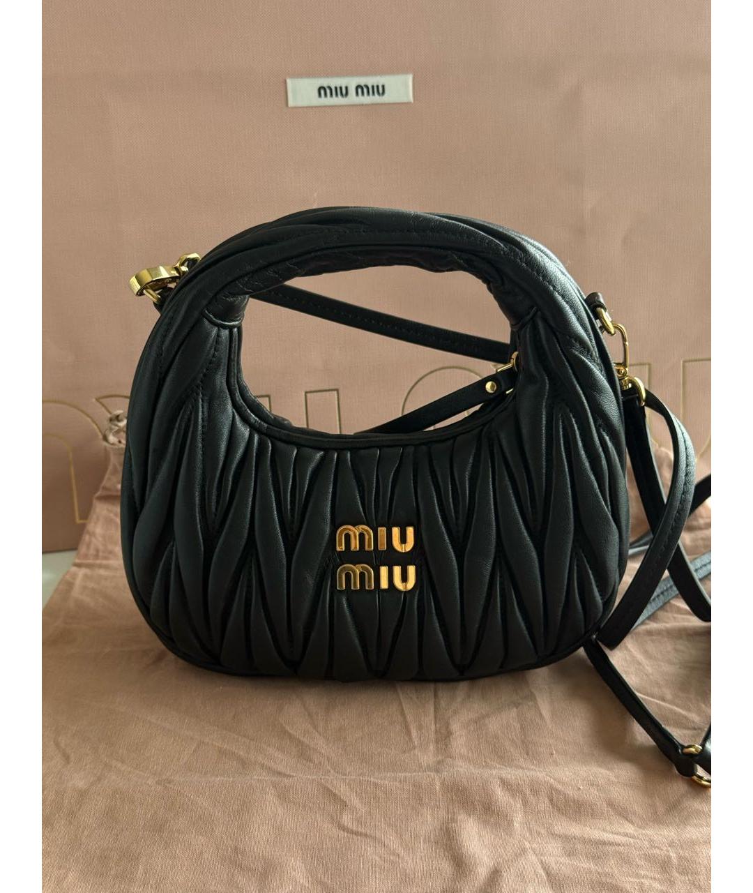 MIU MIU Черная кожаная сумка через плечо, фото 3