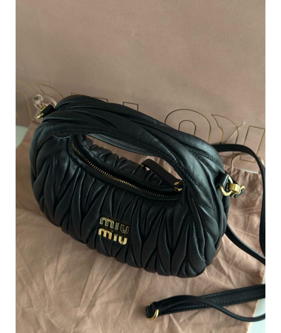 MIU MIU Черная кожаная сумка через плечо, фото 6
