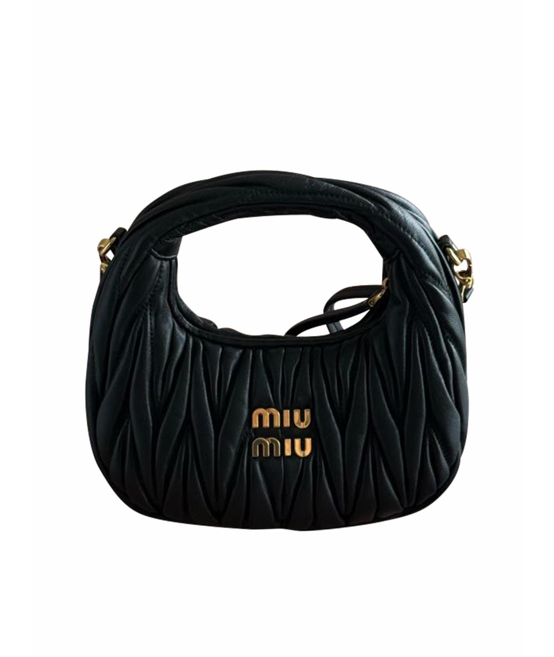 MIU MIU Черная кожаная сумка через плечо, фото 1