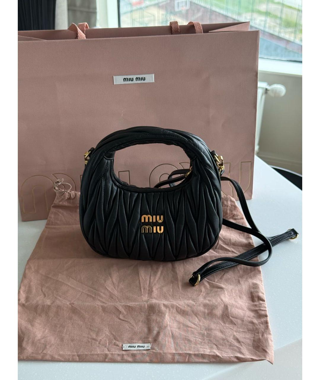 MIU MIU Черная кожаная сумка через плечо, фото 7