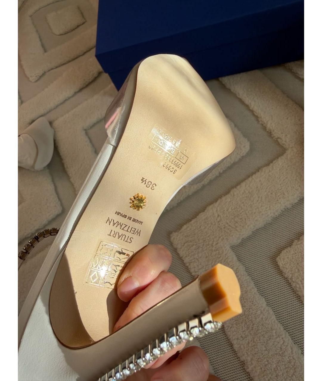 STUART WEITZMAN Белые кожаные туфли, фото 2