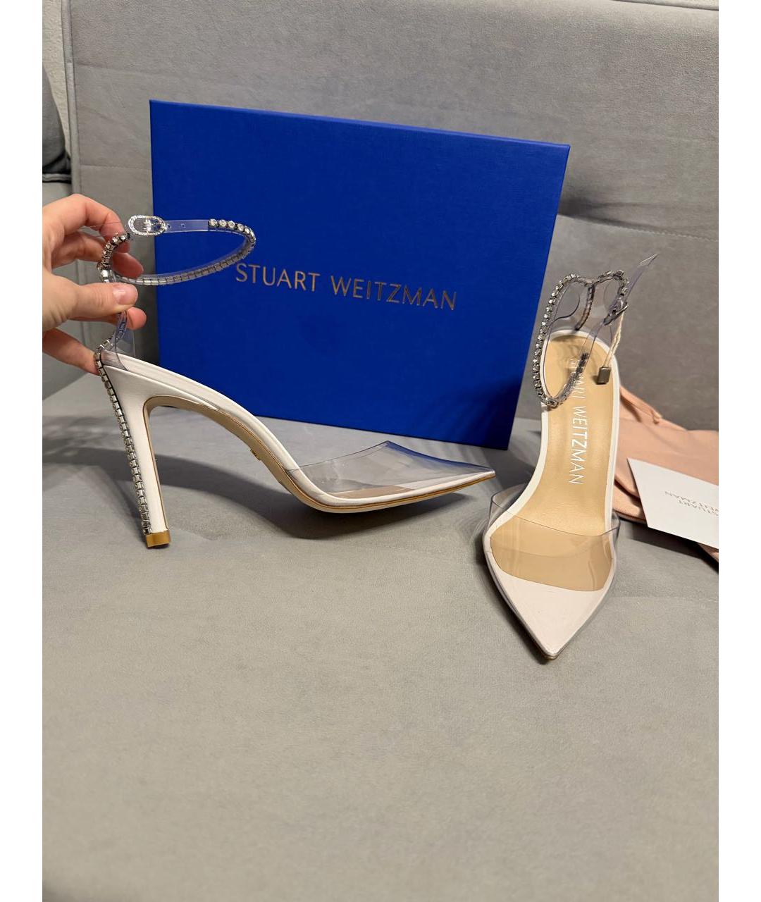 STUART WEITZMAN Белые кожаные туфли, фото 5