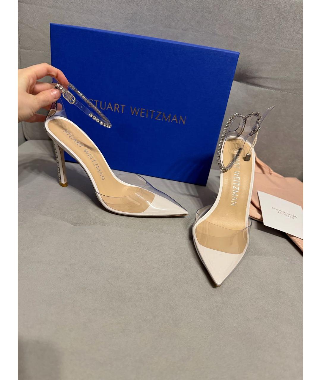 STUART WEITZMAN Белые кожаные туфли, фото 6