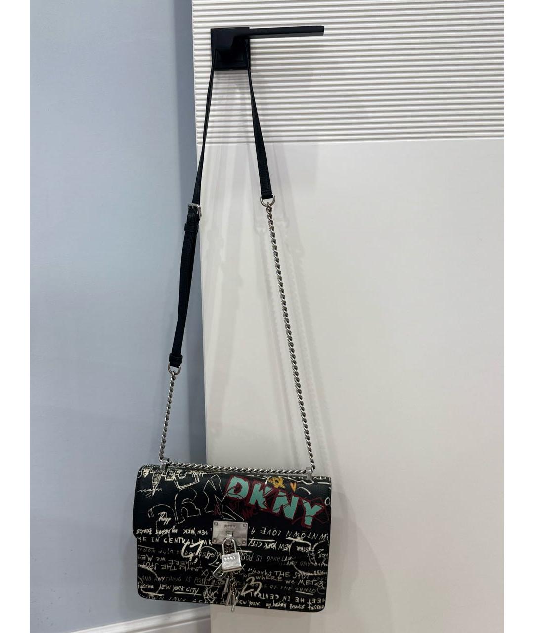DKNY Черная кожаная сумка через плечо, фото 6